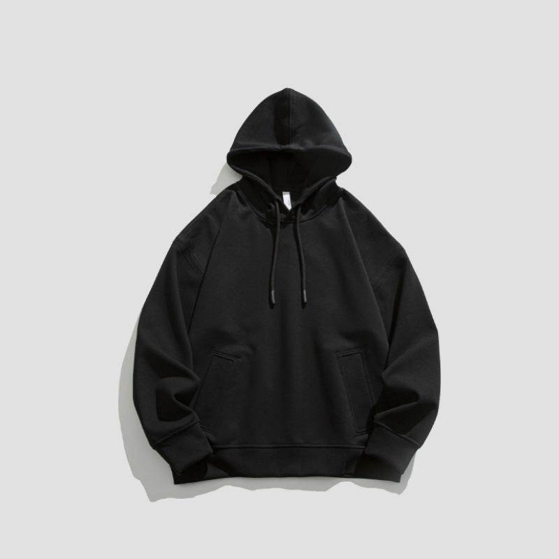 American Retro Loose Fleece Padded Hoodie For Men And Women Matte Black MuddyStock