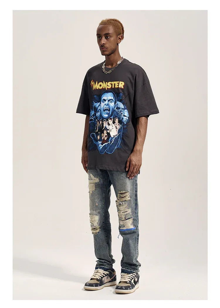 Havoc Blue Line Washed Distressed Men's VIBE Straight Jeans MuddyStock