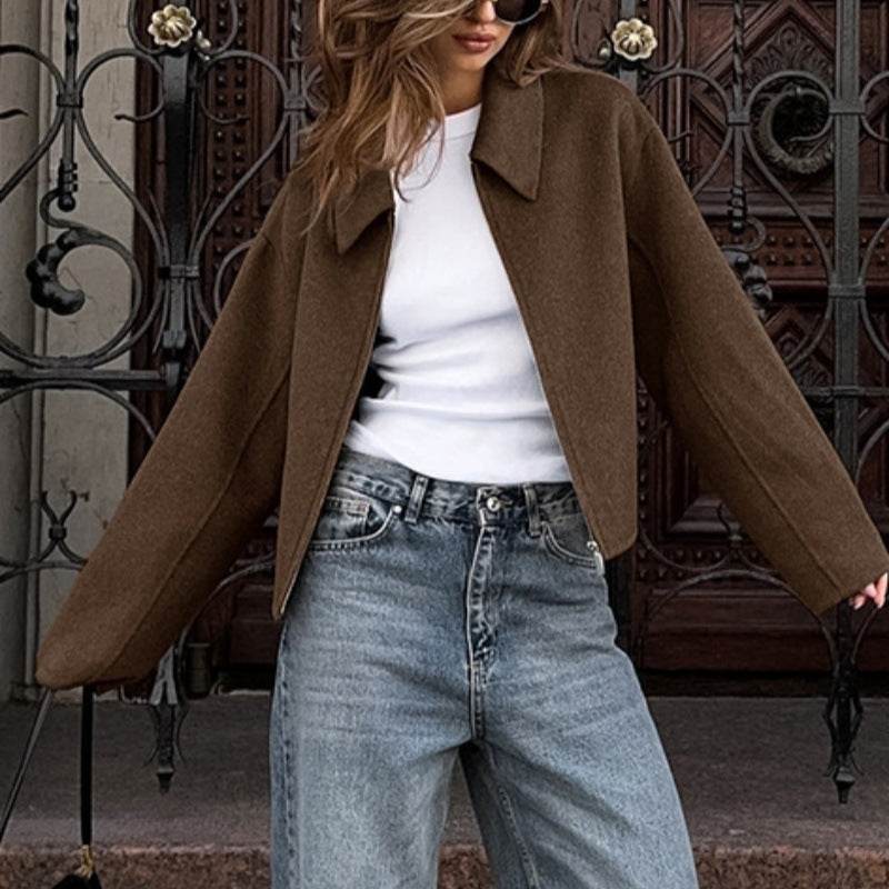 Loose Casual Women's Jacket Brown MuddyStock