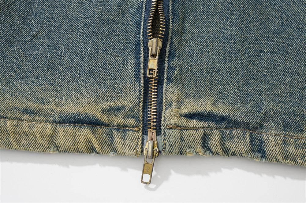 American Workwear Stitching Denim Coat For Men And Women