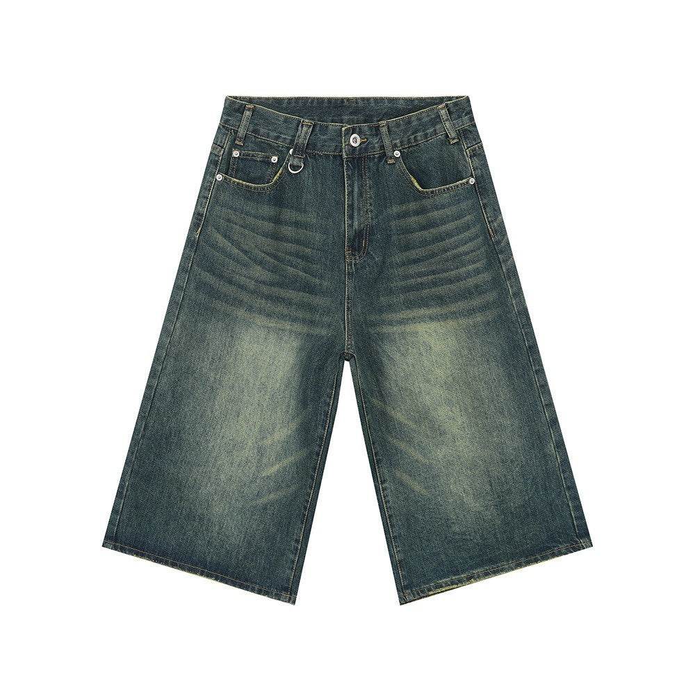 Retro Distressed Flared Cropped Pants For Men And Women Retro Blue MuddyStock