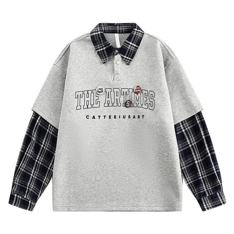 Polo Collar Sweatshirt for Men and Women MuddyStck Originals Flower Gray