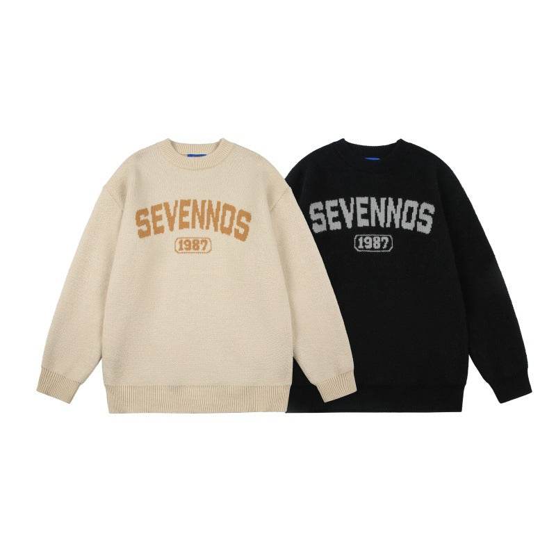 Letter jacquard loose knit sweatshirt For Men And Women | MuddyStock Originals MuddyStock