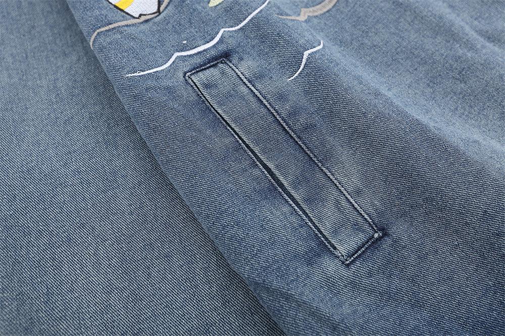 Punk Retro Cartoon Denim Jacket For Women null