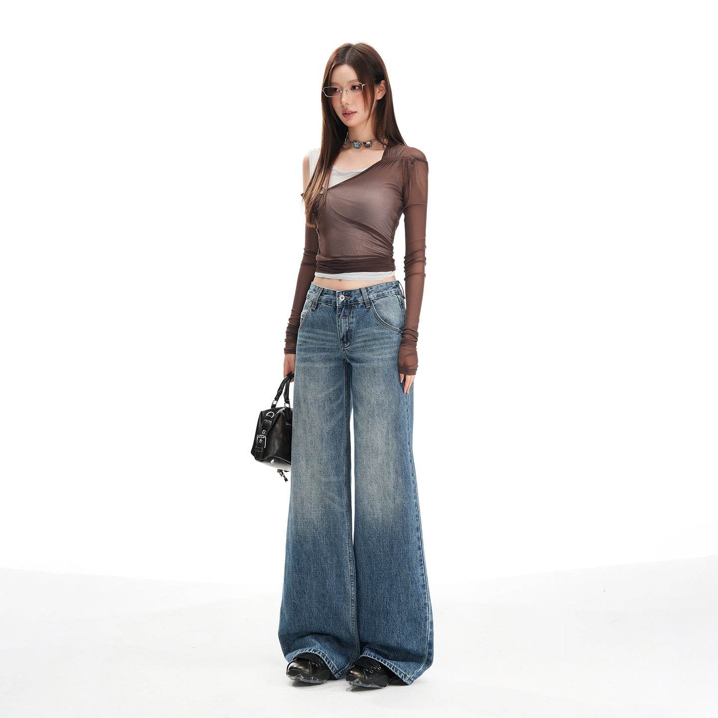 Women's Washed Low Waist Wide Leg Jeans | MuddyStock Originals MuddyStock