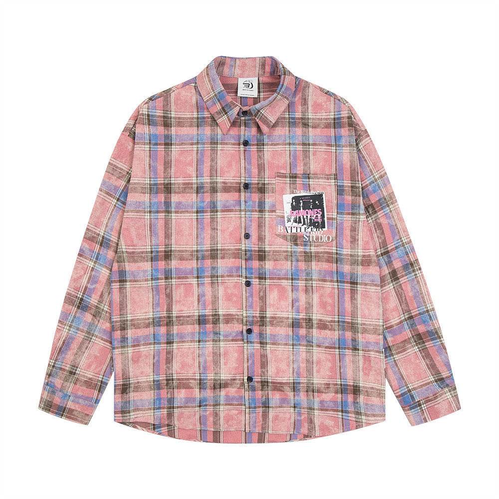Plaid Loose Long Sleeves Shirt For Men And Women MuddyStock