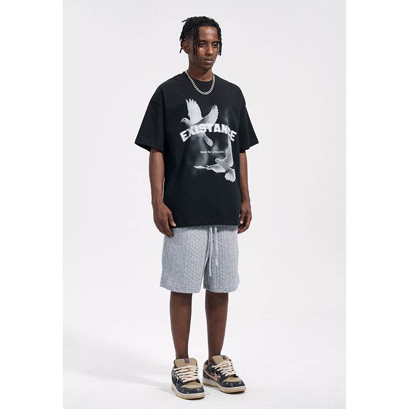 Dove Printed Casual Loose Fitting T-shirt For Men MuddyStock