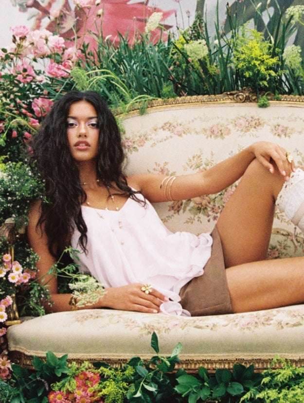 Mesh Camisole Short Top With Laminated Ruffles MuddyStock