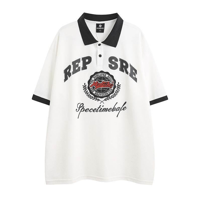 Fashion Letter Color Matching Summer For Men And Women White