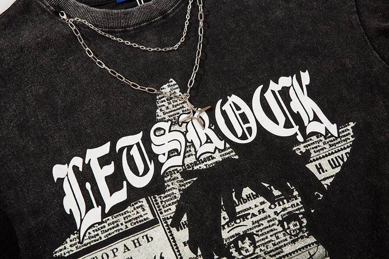 Retro Short-sleeved T-shirt With Necklace For Men and Women MuddyStock