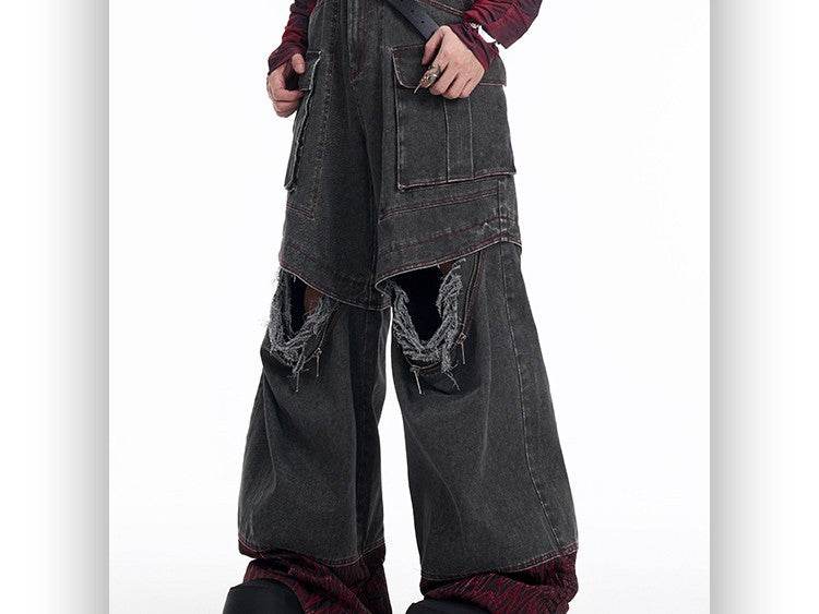 Niche American Retro Destroyed Jeans MuddyStock
