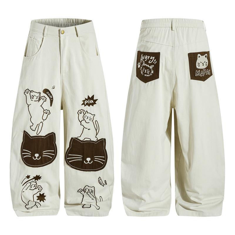 Loose Cartoon Patch Embroidery Jeans For Women | MuddyStock Originals