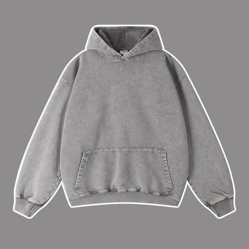 Vintage distressed washed pullover hoodie loose fitting unisex | MuddyStock Originals light gray MuddyStock