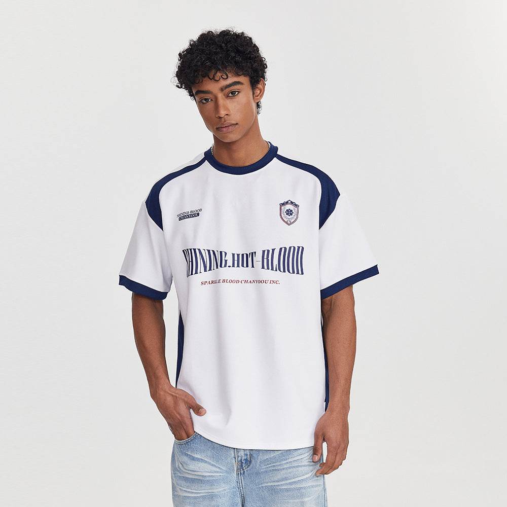 Color Contrast Patchwork Sports T-shirt For Men MuddyStock