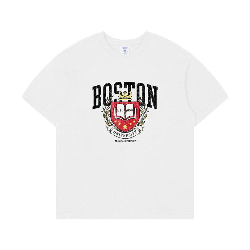 Retro Printed Loose T-shirt For Men And Women White MuddyStock