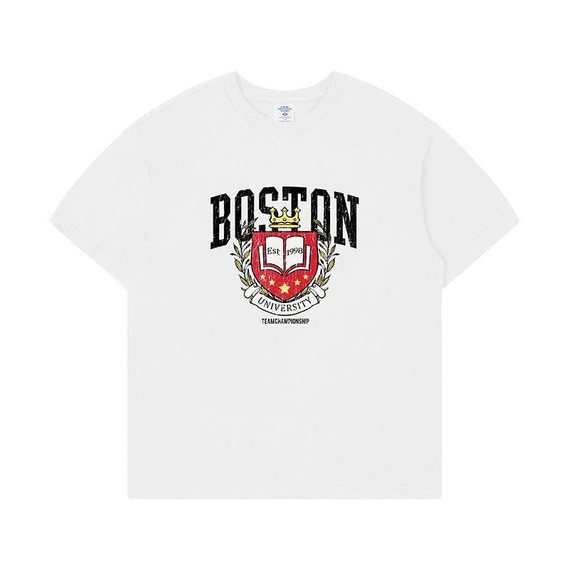 Retro Printed Loose T-shirt For Men And Women White