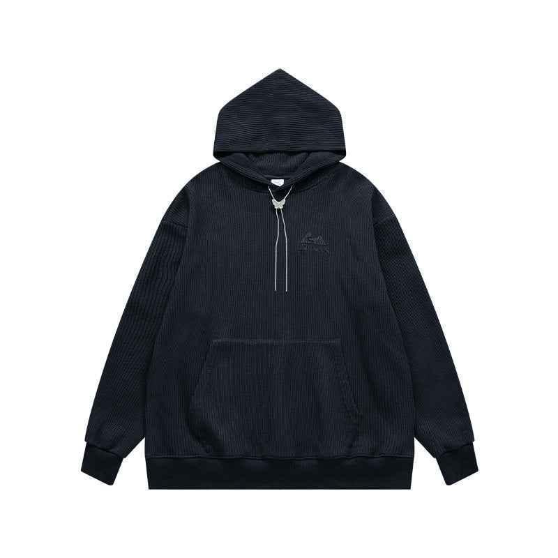 Men's Clothing Texture Knitted Embroidered Hoodie Sapphire Blue L