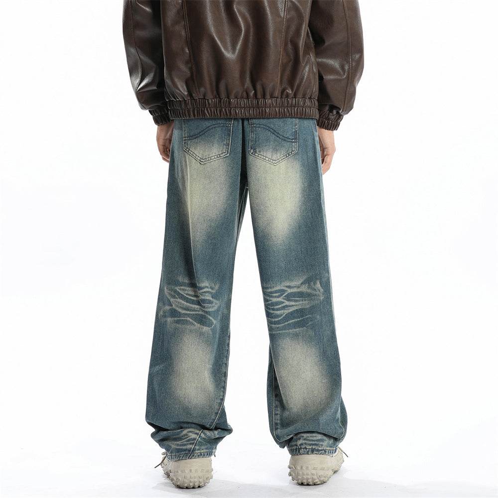 Washed Denim Loose Jeans For Men MuddyStock
