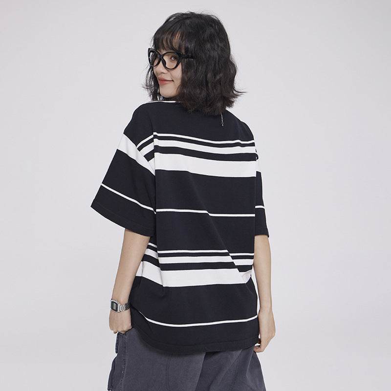 Striped Short-sleeved T-shirt For Men And Women MuddyStock