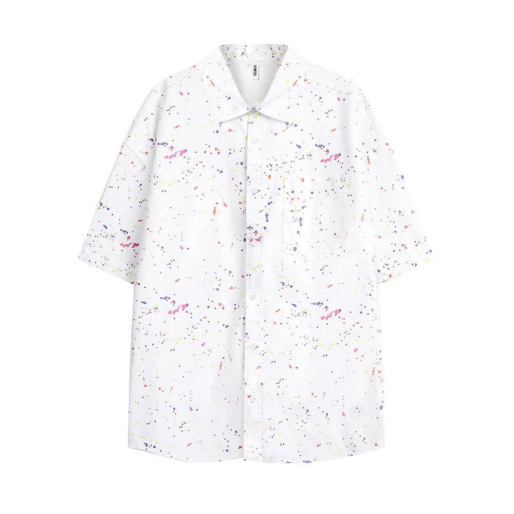 Splash-ink Short-sleeved Shirt For Women White MuddyStock