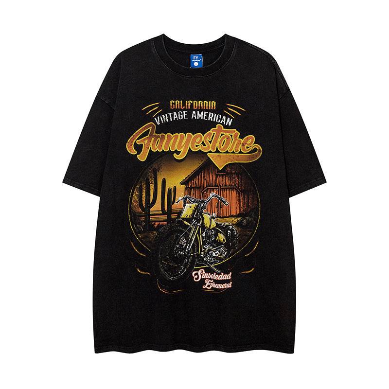 Hand-painted Motorbike Printed Short Sleeve For Men MuddyStock