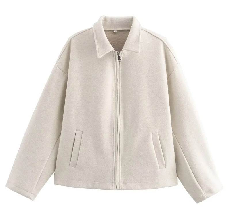 Loose Casual Women's Jacket Beige Apricot MuddyStock
