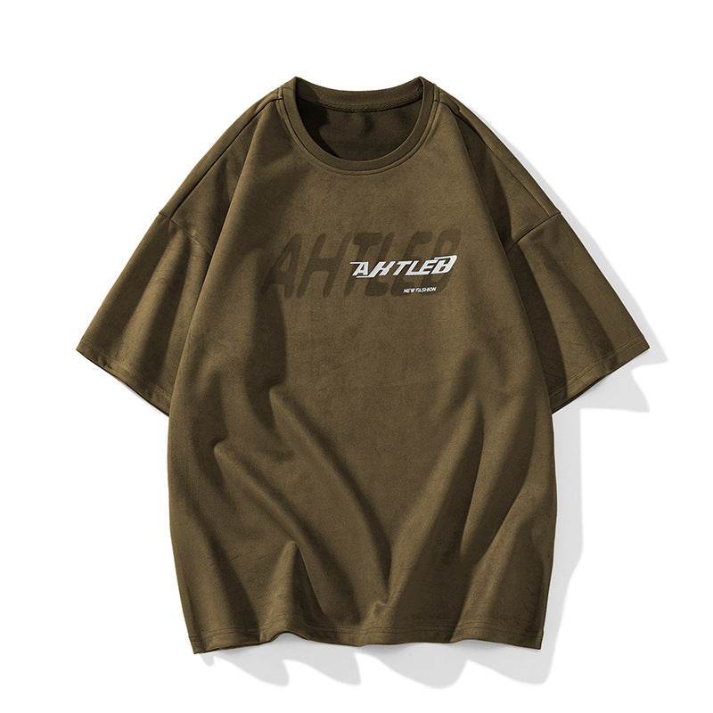 Men's And Women's Couple Bottoming Shirt T-shirt Brown Coffee Color MuddyStock