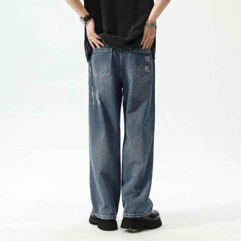 Retro Washed Ripped Jeans For Men MuddyStock