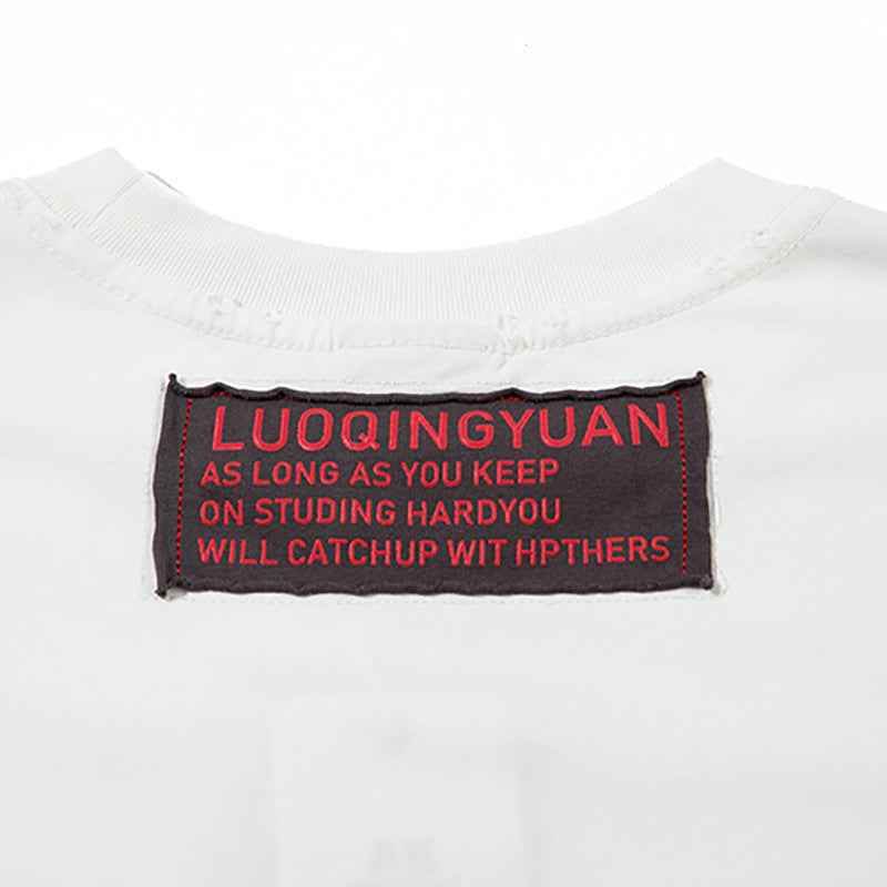 Letter Affixed Cloth Embroidered Printed Short Sleeve Men MuddyStock