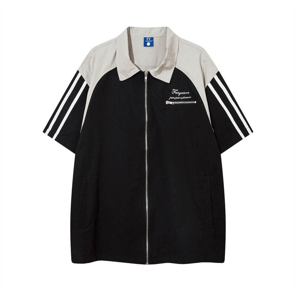 Loose Multicolor Short Sleeve Shirt For Men And Women Black