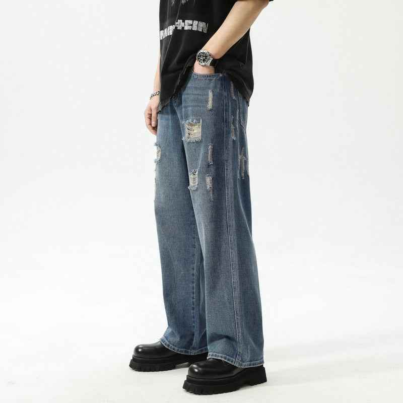 Retro Washed Ripped Jeans For Men MuddyStock