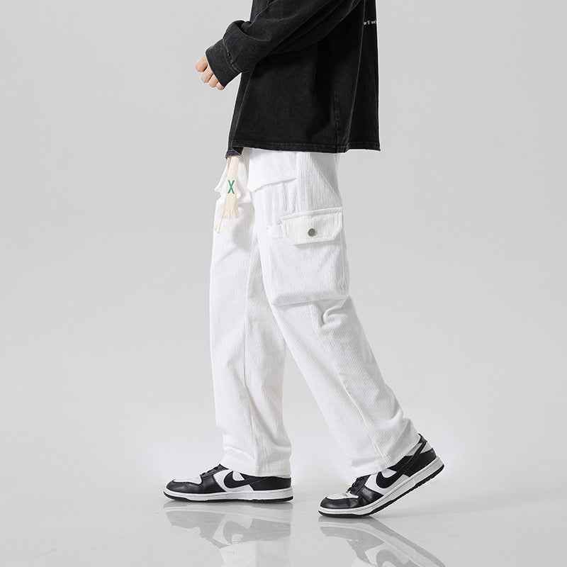 Men's Loose All-matching Corduroy Multi-pocket Straight Cargo Pants MuddyStock