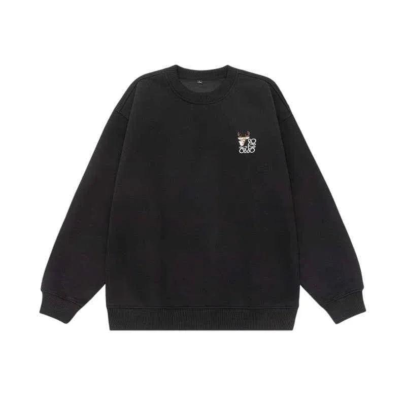 Loose Retro Casual Versatile Crewneck Hoodie For Men And Women | MuddyStock Originals Black