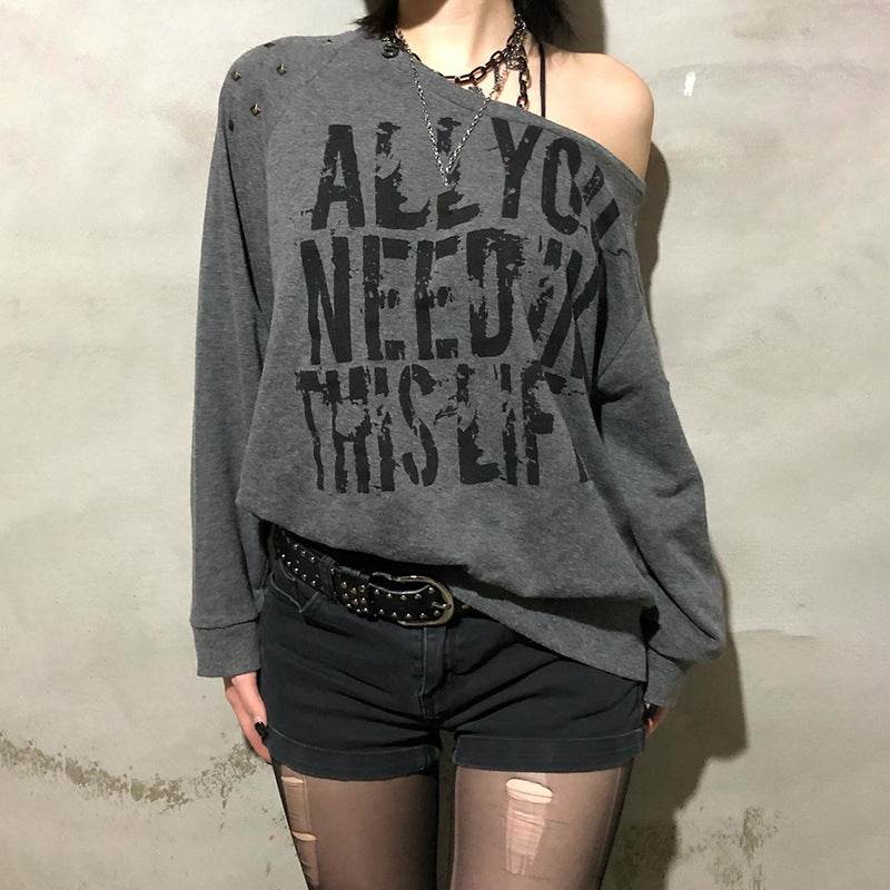 Loose Off-Shoulder Long Sleeve Top For Women | MuddyStock Originals MuddyStock