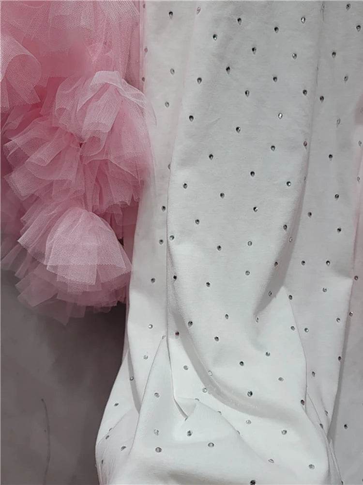 Women's loose T-shirt with spliced pink gauze | MuddyStock Originals MuddyStock
