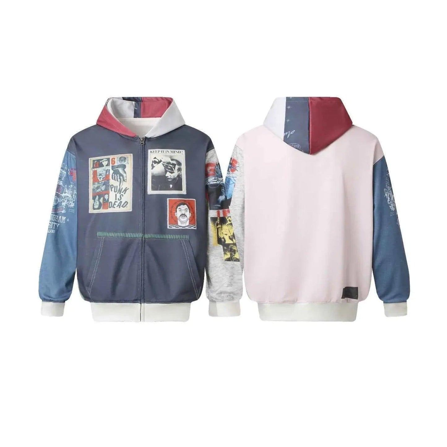 Heavyweight Magazine Print Design Loose Fit Men's Zip-Up Hoodie | MuddyStock Originals