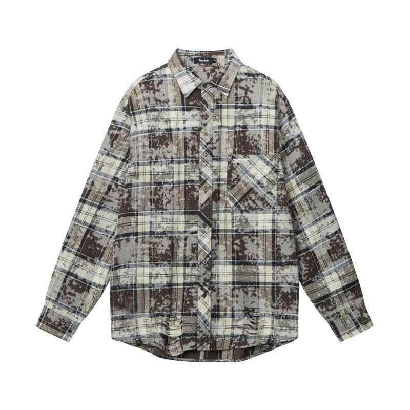 Casual loose fitting shirt for women | MuddyStock Originals Green grid