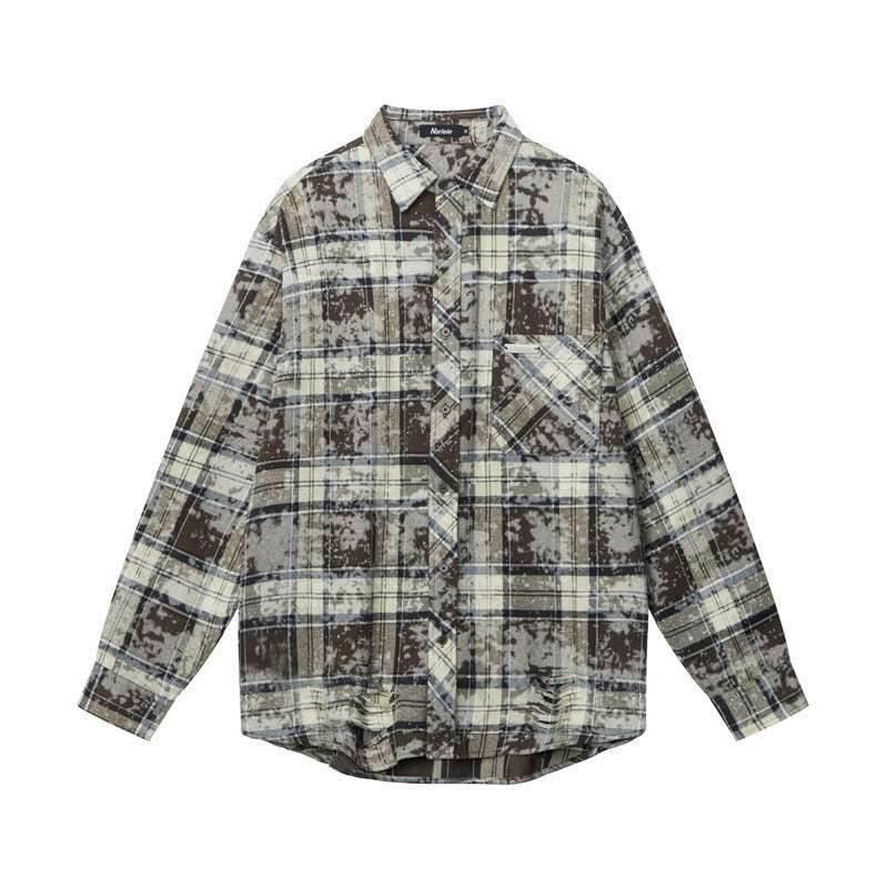 Casual loose fitting shirt for women | MuddyStock Originals Green grid MuddyStock