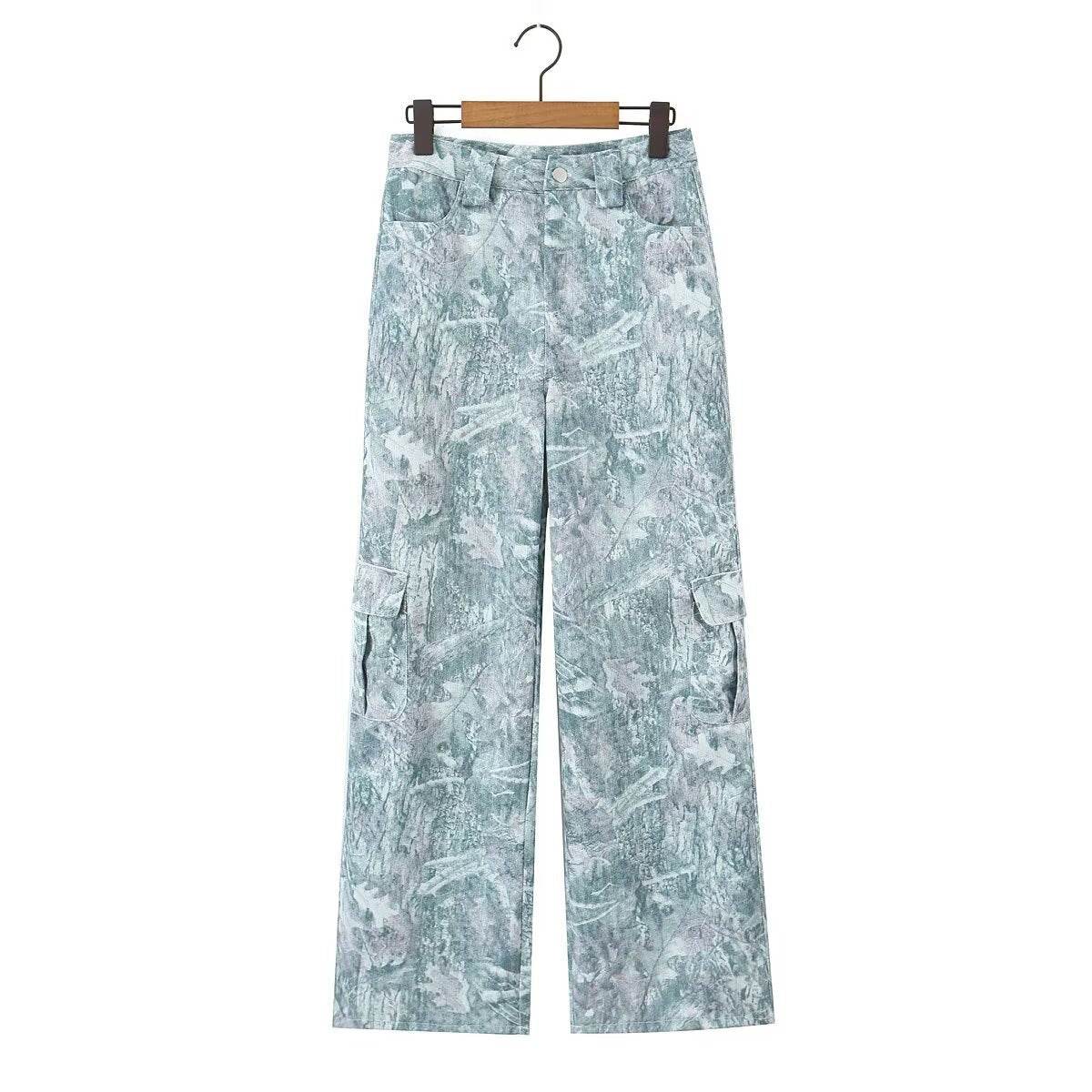 Fashionable pocket workwear low waisted pants denim printed pants For Women | MuddyStock Originals MuddyStock