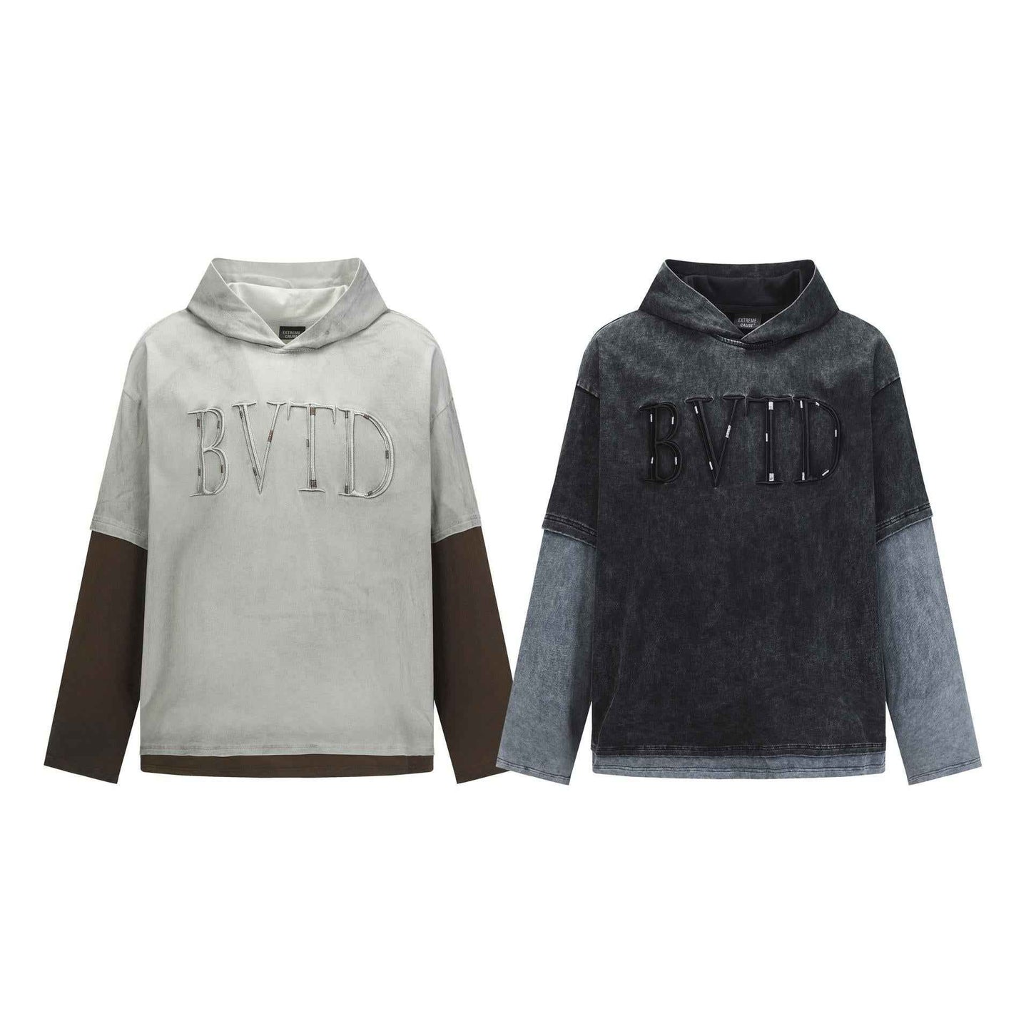 Retro embroidered letter color blocked hoodie for men | MuddyStock Originals MuddyStock