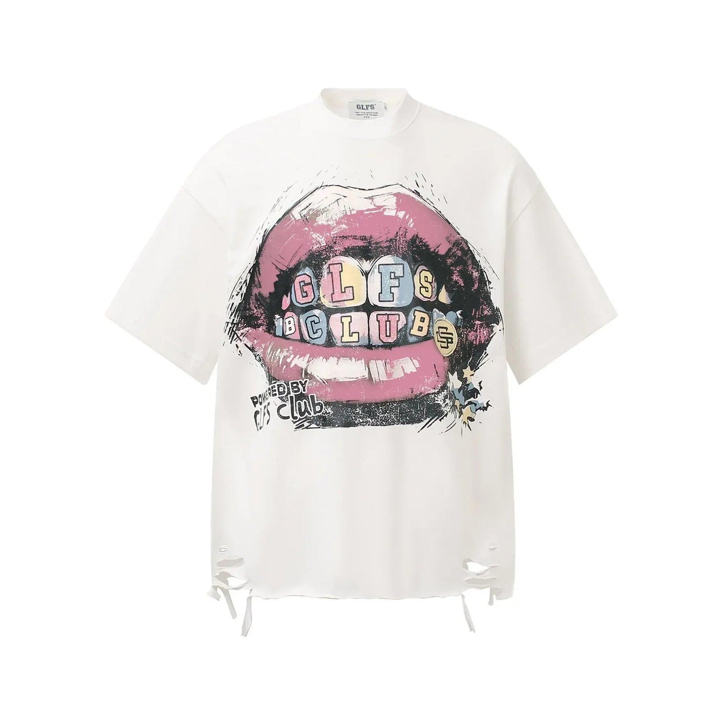 Style Red Lip Letter Personality Print Lazy Loose Casual Short Sleeve T-Shirt For Men And Women | MuddyStock Originals White