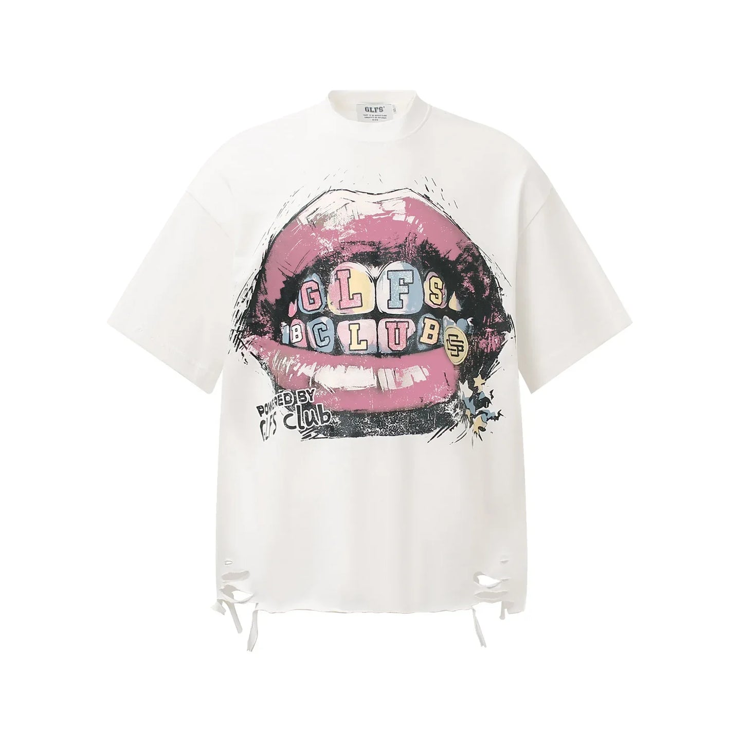 Style Red Lip Letter Personality Print Lazy Loose Casual Short Sleeve T-Shirt For Men And Women | MuddyStock Originals White eprolo