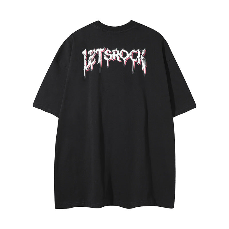 Streetwear Cartoon Cat Graffiti Letter T-Shirt with Necklace For Men And Women | MuddyStock Originals MuddyStock