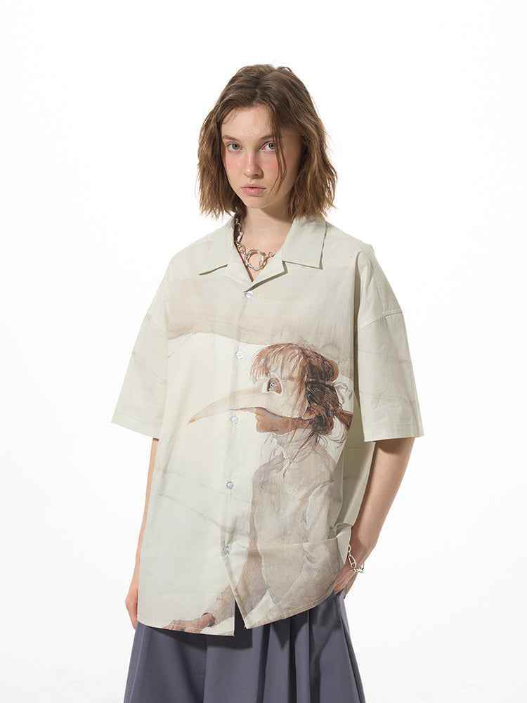 Casual Graphic Print Versatile Short Sleeve Shirt For Women MuddyStock