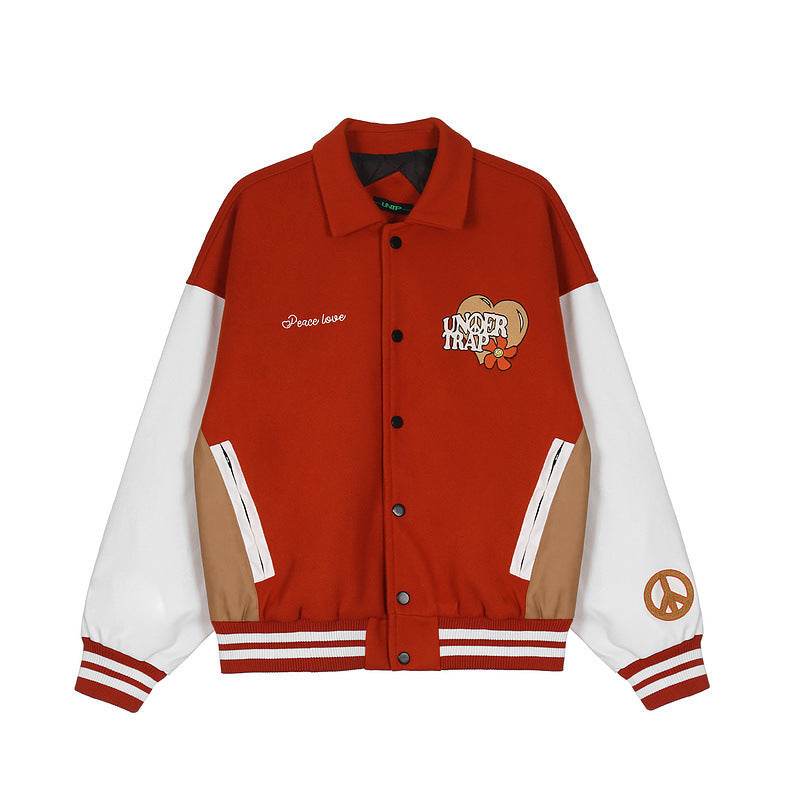 High Street Loose Jacket For Men And Women Red MuddyStock