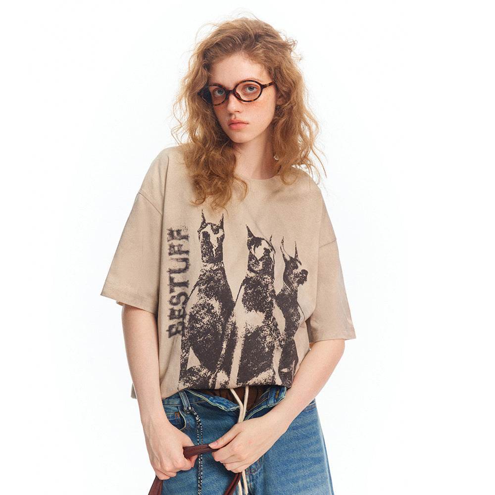 Doberman Pinscher Distressed T-shirt For Women MuddyStock