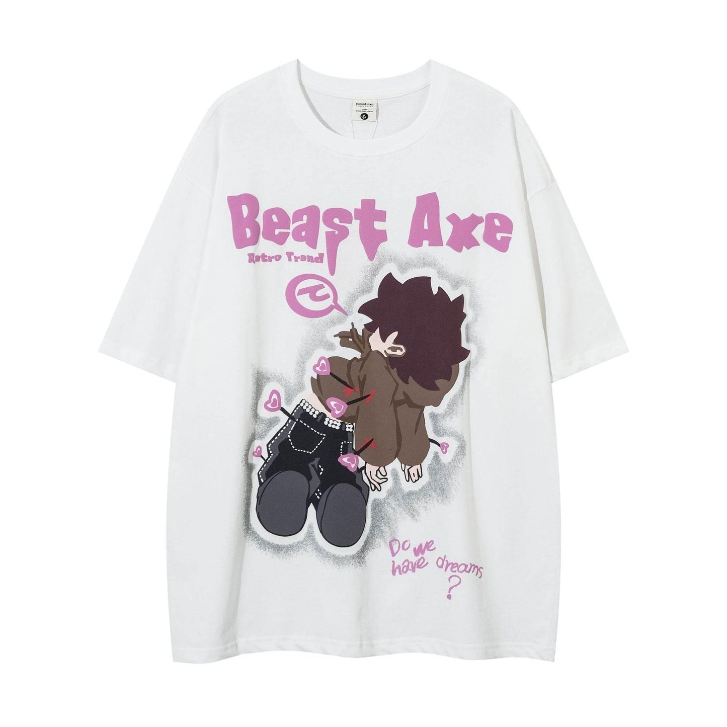 Cartoon Pattern Short Sleeve For Men And Women White