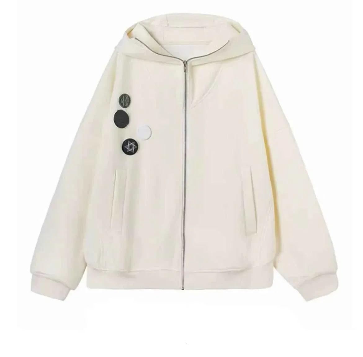 Outline Badge Hoodie For Men And Women Off white