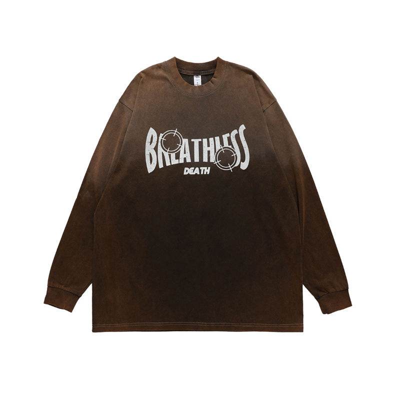 High Street Retro Long Sleeve T-shirt For Men Brown MuddyStock