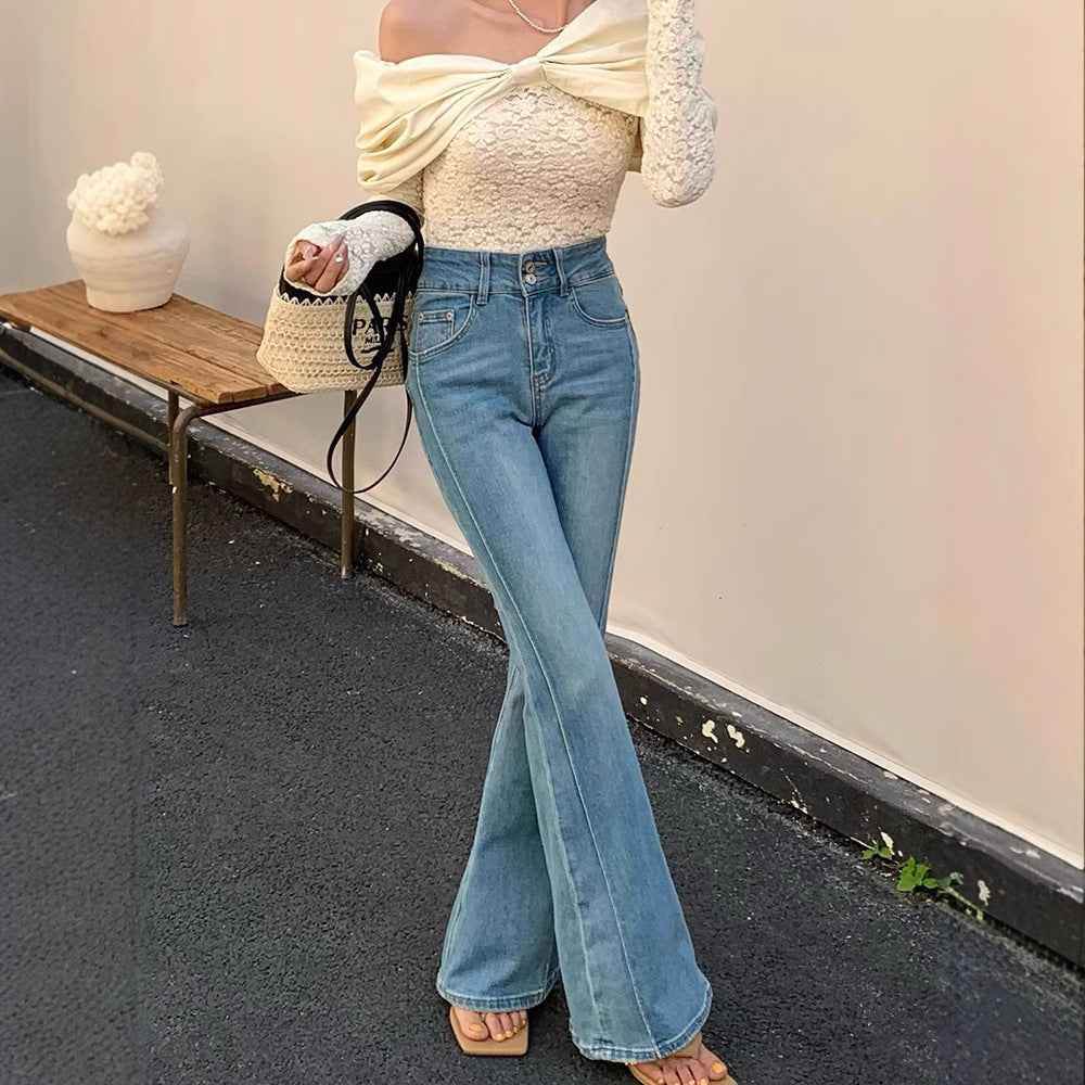 Women's High Waist Stretch Slim Bell-bottom Pants MuddyStock